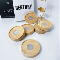 Capteur tactile de lumière LED rechargeable par USB Base d'affichage en bois Support de lampe en bois massif pour verre cristal Résine acrylique Plug-In