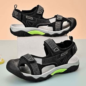 Sandales de randonnée de haute qualité à lacets en cuir et en mesh, chaussures décontractées à pieds nus pour hommes - Product Image 6