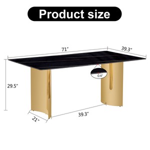 Modern Minimalist Dining <b>Table</b> Black Patterned Glass Desktop Golden Metal Legs Eco-friendly Durable Home Furniture for Hotels - Product Image 6