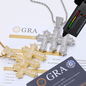 Pendentifs Ankh Baguette Hip Hop en Argent 925 Certifié GRA avec Moissanite VVS, Motif Clé de Vie Égyptienne, Effet Givré Bling, Vente en Gros B2B - Product Image 3