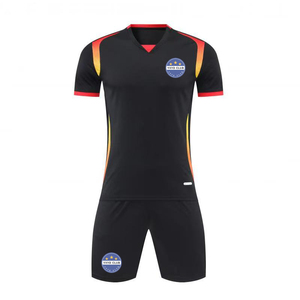 Set di <span class=keywords><strong>Maglie</strong></span> <span class=keywords><strong>da</strong></span> <span class=keywords><strong>Calcio</strong></span> <span class=keywords><strong>Nere</strong></span> all'Ingrosso, 100% Poliestere Traspirante ad Asciugatura Rapida, Manica Corta, Pantaloncini Neri, Unisex, Design Personalizzabile - Product Image 1