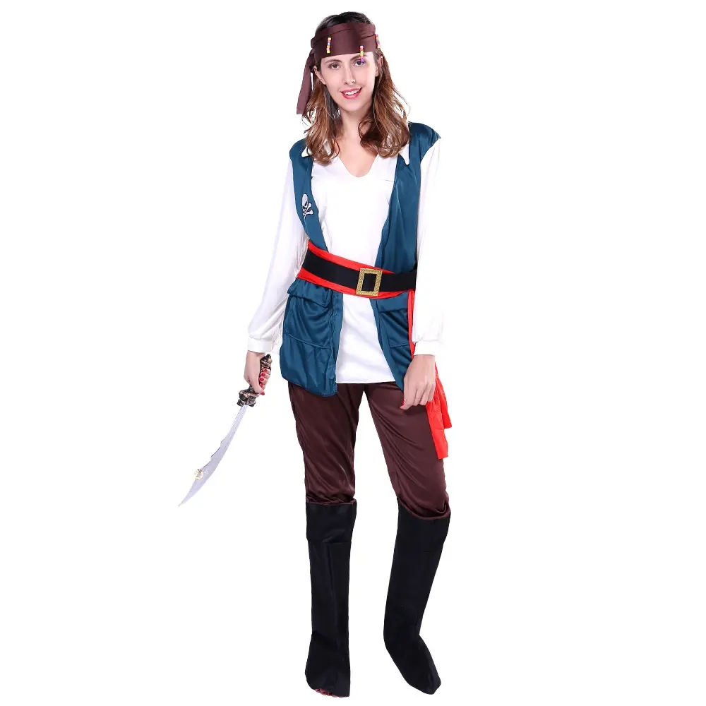 Disfraces de película pirata para mujer Halloween capitán Jack Sparrow disfraz Estilo nórdico piratas Cosplay ropa conjunto