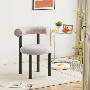 Nouvelle <span class=keywords><strong>chaise</strong></span> de salle à manger rembourrée en <span class=keywords><strong>velours</strong></span> noir nordique avec <span class=keywords><strong>chaise</strong></span> ronde enduite de <span class=keywords><strong>poudre</strong></span> noire - Product Image 6