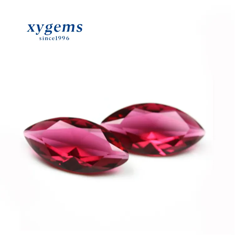 Low MOQ Big Size 7*14ミリメートルRose Red Color Faceted Marquise Glass Gems