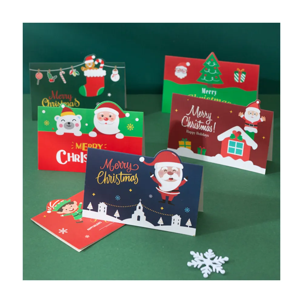 Cute Xmas Santa Gift Card Assorted Christmas Holiday Greeting Card Collection With Envelopes For Winter Merry Christmas Season