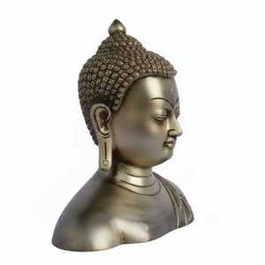 Estatua de Cabeza de Buda de Latón Hecha a Mano, Aspecto Tradicional Elegante para el Hogar, Templo, Sala de Meditación y Decoración - Product Image 5