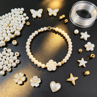 10 Kompartemen Perlengkapan Pembuatan Perhiasan DIY Manik-manik Resin Imitasi Mutiara Bentuk Hati Bunga Bintang untuk Gelang Kalung Kerajinan Tangan