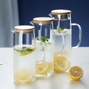 Prix d'usine en gros, best-seller, approvisionnement en vrac, <span class=keywords><strong>carafe</strong></span> à eau en <span class=keywords><strong>verre</strong></span> transparent de haute qualité, résistante à la chaleur, avec couvercle - Product Image 4