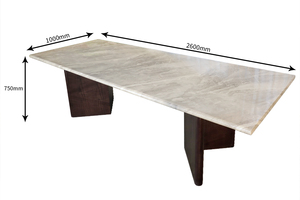 Juego de mesa de comedor de estilo nórdico, mesa de comedor rectangular de 6 plazas, diseño moderno de mármol blanco - Product Image 2