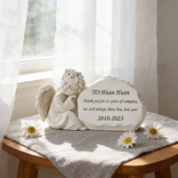 Statue commémorative d'ange gravée sur mesure, ange endormi en résine artisanale avec couronne florale, cadeau personnalisé pour la perte d'un animal de compagnie