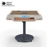 Meja Mahjong Otomatis H100, Mesin Lipat untuk Empat Pemain, Warna Oranye Manis, Layar Digital Kecil dengan Fungsi Penilaian Skor
