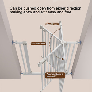 Barrière de sécurité pour bébé en plastique et métal à double verrouillage avec design pliable, barrière d'<span class=keywords><strong>escalier</strong></span> à fixation par <span class=keywords><strong>pression</strong></span> pour la sécurité des tout-petits de 2 à 4 ans - Product Image 3