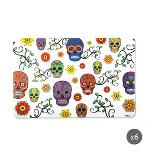 Tovagliette Excelsa Calavera 43,5x28,5 cm, in plastica multicolore lavabile, per uso domestico, con stampa floreale bohémien, set da 6 - Product Image 2