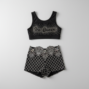 Op maat gemaakte logo strass cheer bra en short set, teamnaam gepersonaliseerd, jeugd & volwassen maten, volledig versierde crop sets - Product Image 5