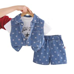 Ensemble de Vêtements d'Été pour Garçons 2026 Nouveau Style Western <span class=keywords><strong>Gilet</strong></span> en Jean Coton Tendance et Short à Manches Courtes pour Petits Enfants - Product Image 5
