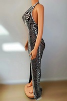 Robe longue de soirée sexy à franges et strass, dos nu, pour anniversaire, bal de promo, grande taille, pour femme, tenue de tapis rouge, robe de concours, tenue de club, tenue de fête