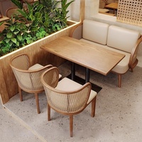 Ensemble de mobilier de restaurant d'Asie du Sud-Est en bois massif, canapé, banquette et table à manger, pour projets hôteliers commerciaux, modèle YCS-2025-001