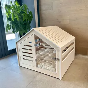 Caja para perros de diseño moderno con puerta acrílica Venlo, caja para perros de interior, muebles para perros