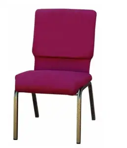 Toptan çelik çerçeve restoran ziyafet sandalye metal istiflenebilir ucuz olay yastıklı kilise sandalyesi