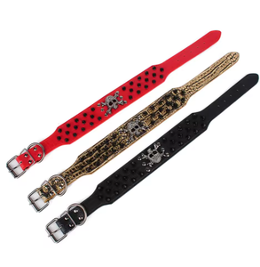 Hochwertige PU-Leder Hunde halsband Leine Weiche Luxus dekorative Niet Halloween-Druck Modisches Zubehör für Ihre Pelz - Product Image 6
