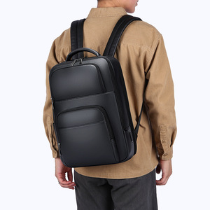 Men's Genuine Leather <b>Backpack</b> 16-Inch <b>Laptop</b> Business Travel Bag Solid Color Trendy Design - Product Image 3