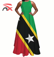 Robe longue maxi imprimée drapeau d'Haïti pour femmes, sans manches, décontractée, style haïtien, été