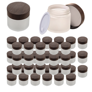 Environmental 5/15/30/50/100ml Empty Eye <strong>Cream</strong> Glass Container Refillable Frosted Glass Cosmetic Jars With Bamboo Lid - Product Image 3