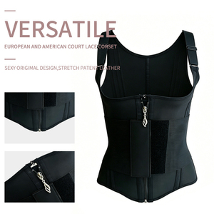 Fajas en gros pour silhouettes généreuses, Corset débardeur à fermeture éclair frontale et laçage, avec soutien multi-baleines, serre-taille amincissant, Fajase Colombianas - Product Image 1