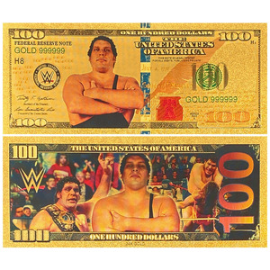 Banconota Personalizzata da 100 Dollari con <span class=keywords><strong>Andr</strong></span>é the Giant, Placcata in Foglia d'Oro - Product Image 3
