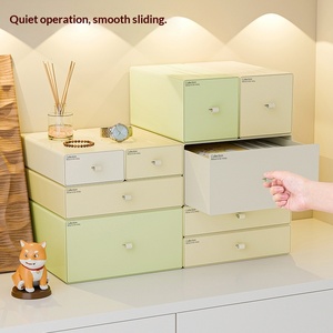 Boîte de rangement GREENSIDE, série couleur crème glacée, empilable, <span class=keywords><strong>avec</strong></span> couvercle, pour la maison, le bureau, la <span class=keywords><strong>coiffeuse</strong></span>, les soins de la peau, les rouges à lèvres - Product Image 3