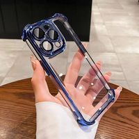 Funda de Teléfono Transparente de Lujo con Cuatro Esquinas Electrochapadas Anti-Caída para iPhone 17 Pro Max 17 Air 16 15 14 13 12 11, Cubierta Suave de TPU