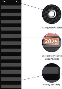 Classroom Words Pocket Chart with 12 Clear Pockets, Black Standard Pocket Chart for Classroom and Home for Sentence <b>Strips</b> - Product Image 3