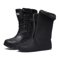Bottes de neige imperméables mi-mollet pour homme en tissu Oxford noir, idéales pour l'extérieur, la pêche, la cuisine, grandes tailles, collection hiver transfrontalière