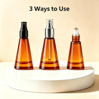 Vente en gros de flacons de parfum en verre ambré transparent givré de 15 ml, flacons pulvérisateurs, flacons compte-gouttes, flacons cosmétiques à bille avec bouchon en bois