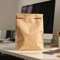 Sac en papier kraft personnalisable à fond carré, support de logo dégradable écologique pour emballage à emporter, salade de sushi épaissie