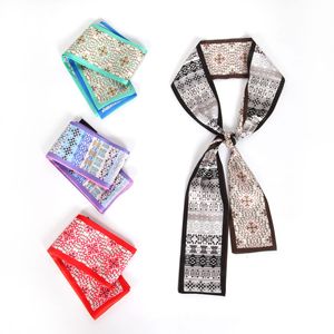 Wholesale Printed Polyester Ribbon Scarf – 90x5cm & 120x8cm Lightweight Scarf, Leaf Argyle Design Hair Neck Scarf for Women - Product Image 4