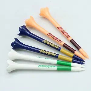 Biodegradable Colorful Custom Logo Stripes Tee Golf Accessories Supply 45/70/83mm Wood Bamboo Plastic Golf Tees