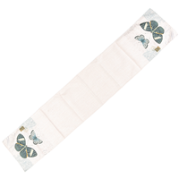Chemin de table botanique papillon bleu sarcelle ivoire pour mariage printanier, table de salle à manger, fête de jardin, décoration de vente au détail et en gros