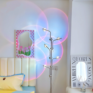 Lampe de sol à projection arc-en-ciel coucher de soleil à 5 têtes, lumière ambiante LED moderne, projecteur d'halo coloré pour chambre et salon - Product Image 3