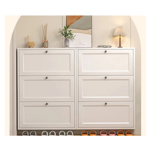 Scarpiera Moderna a 3 Ripiani in Acciaio Montata a Parete Mobile da Soggiorno per Uso Scolastico Scaffale Portascarpe in Metallo dal Design Elegante - Product Image 1