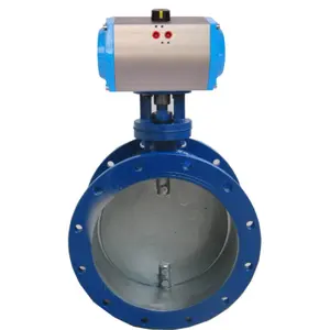 COVNA Double Flanged Cast Iron Carbon Steel Stainless Steel metal hard seal air pneumatic ventilated butterfly valve