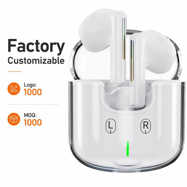 High-End Transparent TWS Earbuds BT 5.3 Stereo Clear Case Portable Quality Custom Headphones Direct From Factory Bulk 2026