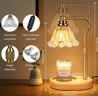 Lampe chauffe-bougie électrique sans flamme en métal pour cire de soja, artisanale, avec minuterie et luminosité réglable