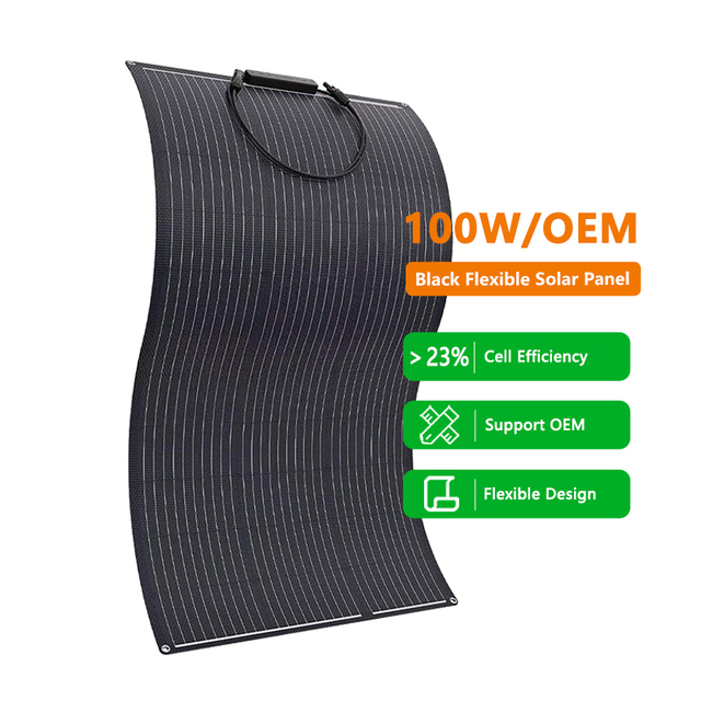 OEM Customized Solar Panels 50W 100W 200w Mono Flexible Solar Panel Black ETFE for Roof Car