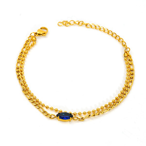 Zogxin Gold Plated Double Layer Chain <b>Bracelet</b> With Zircon Stone For Women Everyday Wear - Product Image 4
