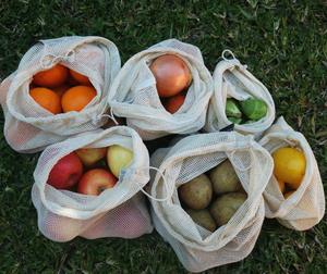 Juego Premium de 10 piezas de malla de muselina de algodón orgánico, bolsa de compras reutilizable para productos para embalaje textil orgánico de frutas y verduras - Product Image 3