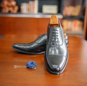 Zapatos Oxford Clásicos de Cuero Negro con Acabado Pulido y Suela con Absorción de Impactos, Zapatos de Vestir para Hombre, Zapatos Formales - Product Image 2