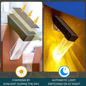 Наружный RGB светодиодный забор теплый белый Солнечный настенный светильник IP65 водонепроницаемый прочный шаг лампы для дома садовые колонны декоративная батарея - Product Image 6