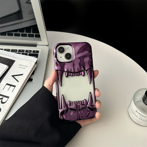 Cubierta de teléfono móvil a prueba de golpes TPU suave con diseño de <span class=keywords><strong>dientes</strong></span> de tigre 3D único creativo chapado de lujo para iPhone 12 13 14 15 16 Pro Max - Product Image 5