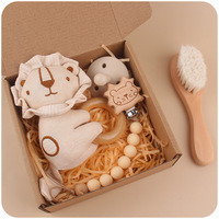4 pièces Super Soft Rabbit Rattles chaîne de sucette Shower Bib Gift Set Box Baby Birth Gift Gift Set